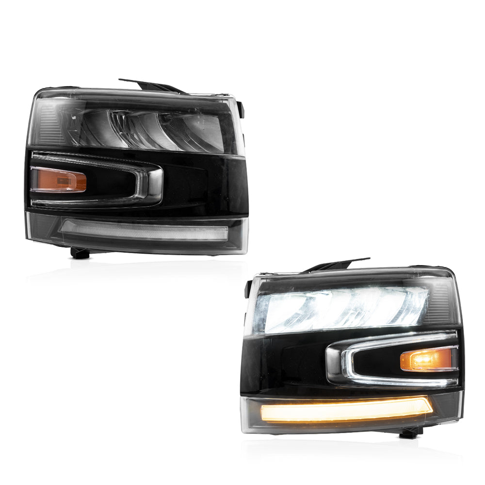 Vland Carlamp LED Headlights Fit For 2007-2014 Silverado 1500 2500 HD 3500 HD