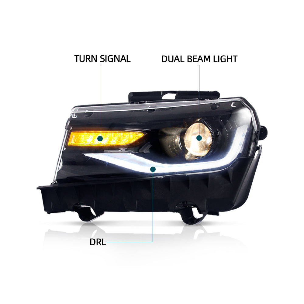 headlights For Chevrolet Camaro 2014-2015 With Sequential Indicators(Bulbs NOT Included)