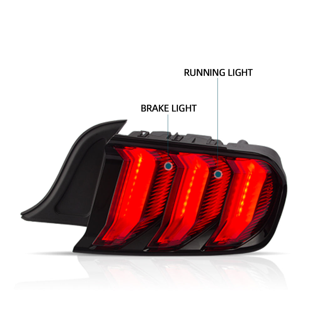 Vland Carlamp LED Tail Lights For Ford Mustang 2015-2021 Multi 5 Modes Red (Fit For US/Euro Models)