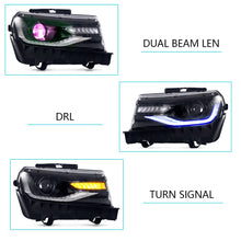 Load image into Gallery viewer, Vland Carlamp RGB Dual Beam Headlights With Amber Sequential For Chevy Camaro 2014-2015, Multicolor DRL colors