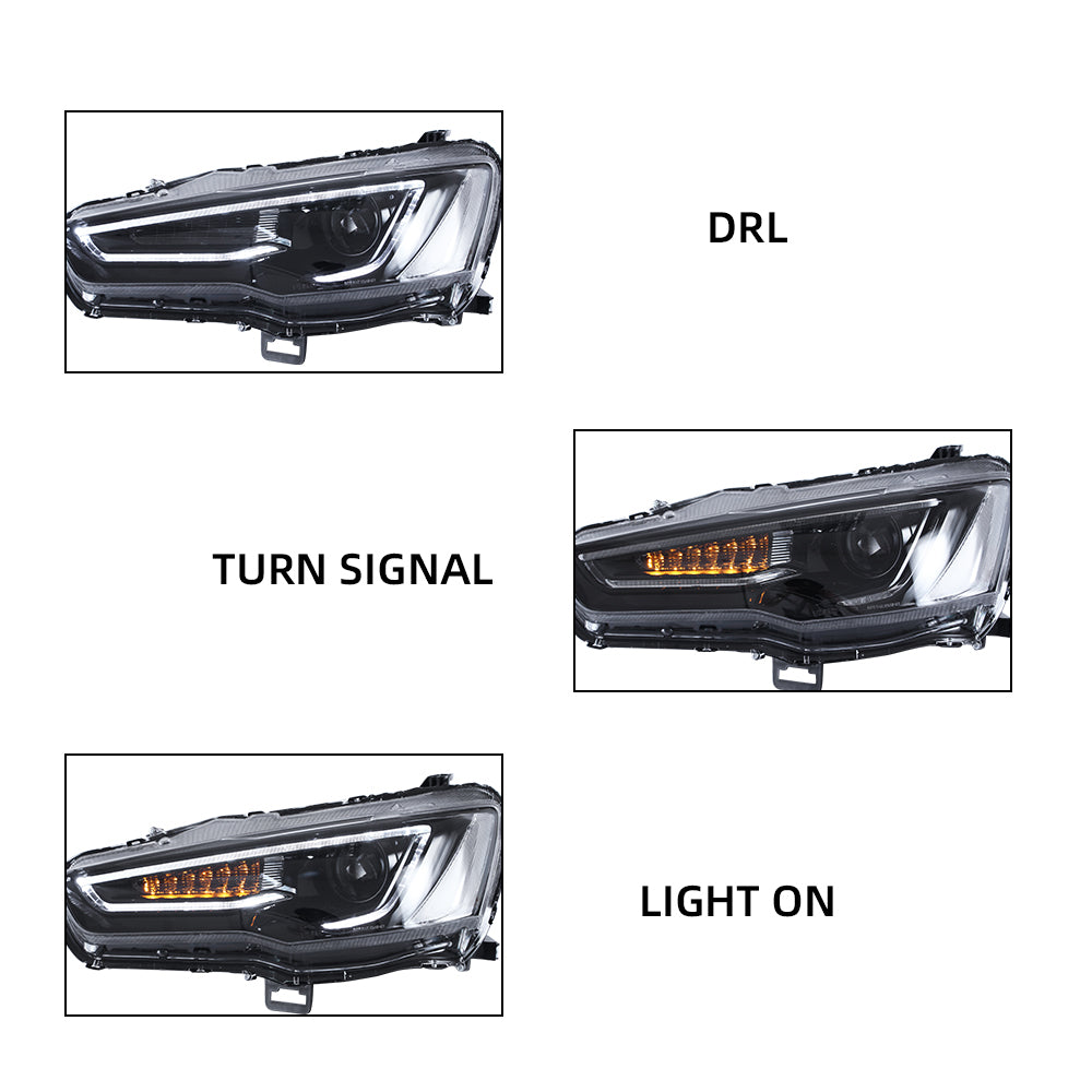 Vland Carlamp Dual Beam  LED Headlights For Mitsubishi Lancer EVO X 2008-2017 (Blackout )