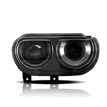 Carica l&#39;immagine nel visualizzatore di Gallery, 08-14 Dodge Challenger Vland RGB Style Dual Beam Projector Headlights Black