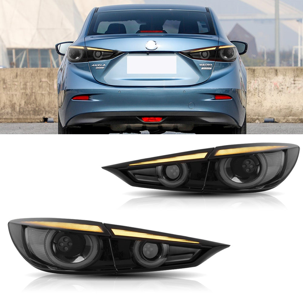 Full LED Tail Lights for Mazda 3 Axela Sedan 2014-2018 (Sequential Turn Signals w/ Dynamic Welcome Lighting)