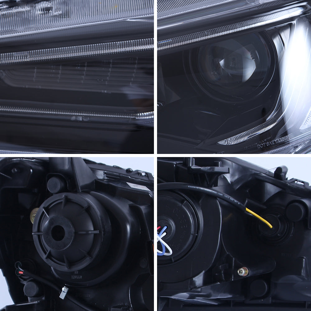 Vland Carlamp Blackout Headlights + Smoked Lens Tail lights For 2008-2017 Mitsubishi Lancer / EVO X