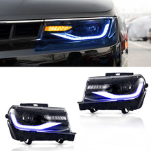 Load image into Gallery viewer, 产品 2014-2015 Chevy Camaro RGB Dual Beam Headlights With Amber Sequential, Multicolor DRL colors