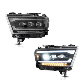 Vland Carlamp  LED Matrix Projector Headlights For Dodge RAM 1500 2019-2024