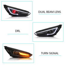 Cargar imagen en el visor de la galería, Vland Carlamp LED Projector Headlights Compatible with Focus 2015-2018 ( NOT Included Bulbs) Dual Beam
